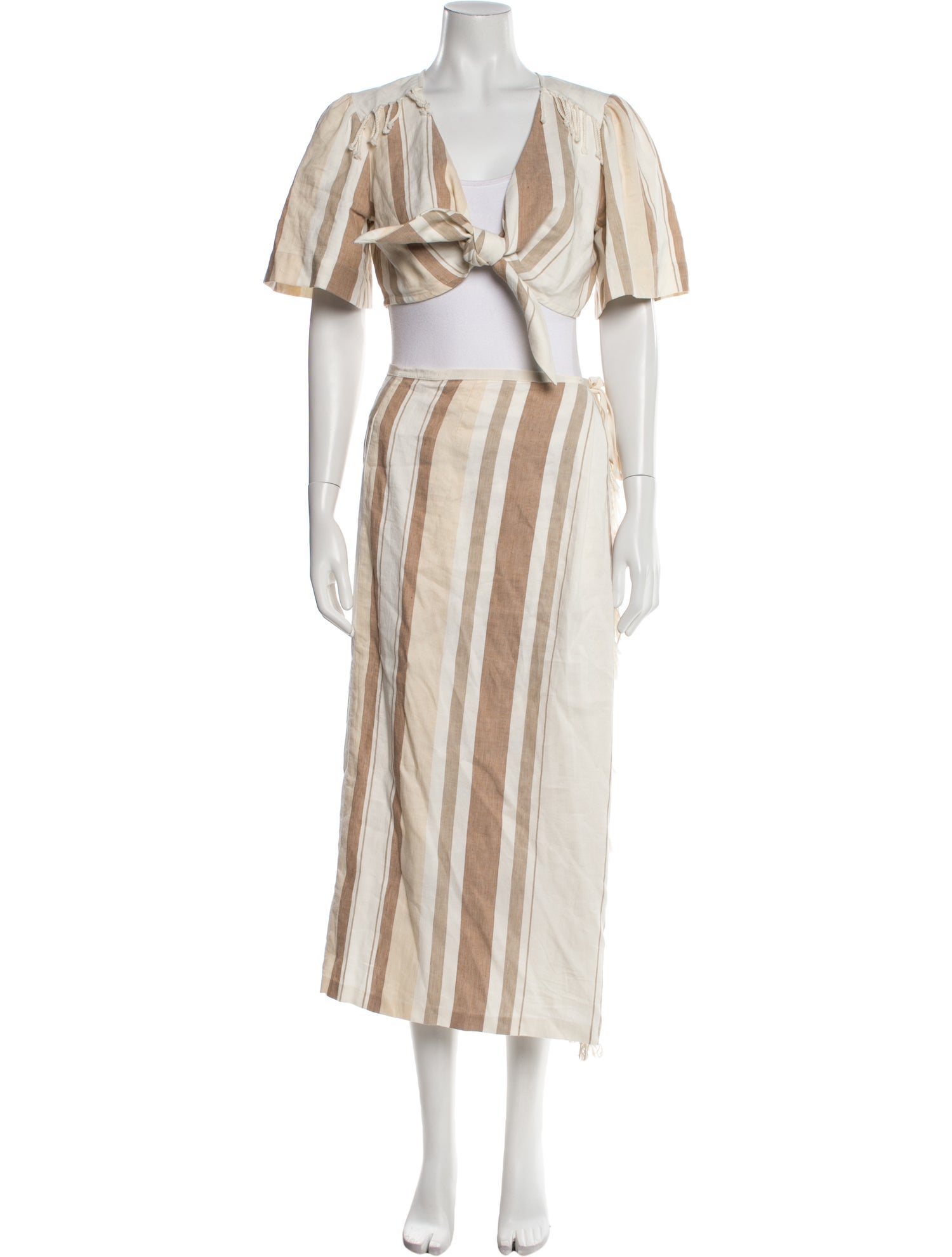 Beatrice B Linen Striped Skirt Set