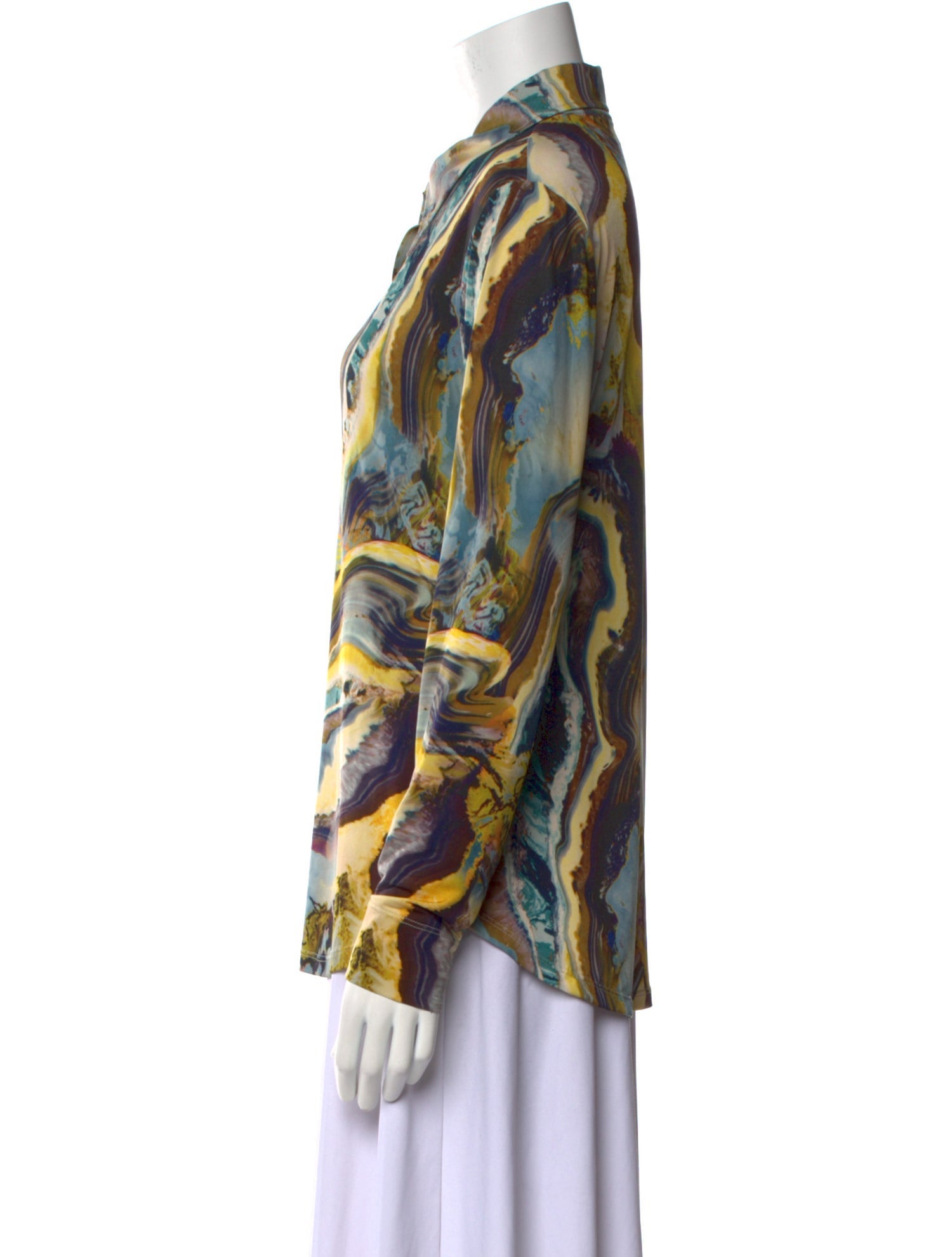 Beatrice B Printed Long Sleeve Button-Up Top