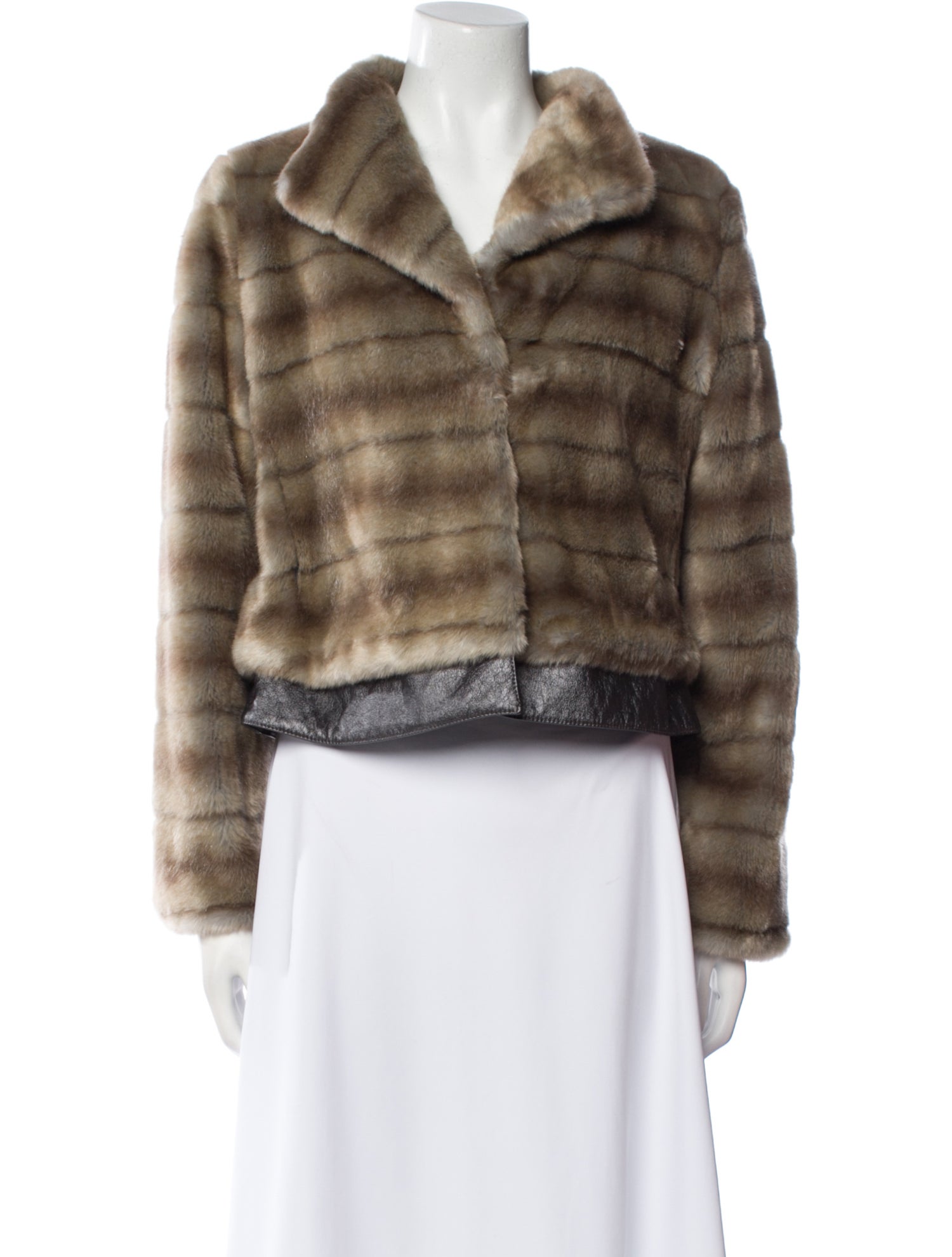 Beatrice B Striped Faux Fur Jacket