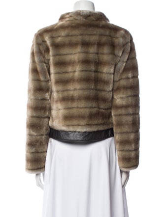 Beatrice B Striped Faux Fur Jacket