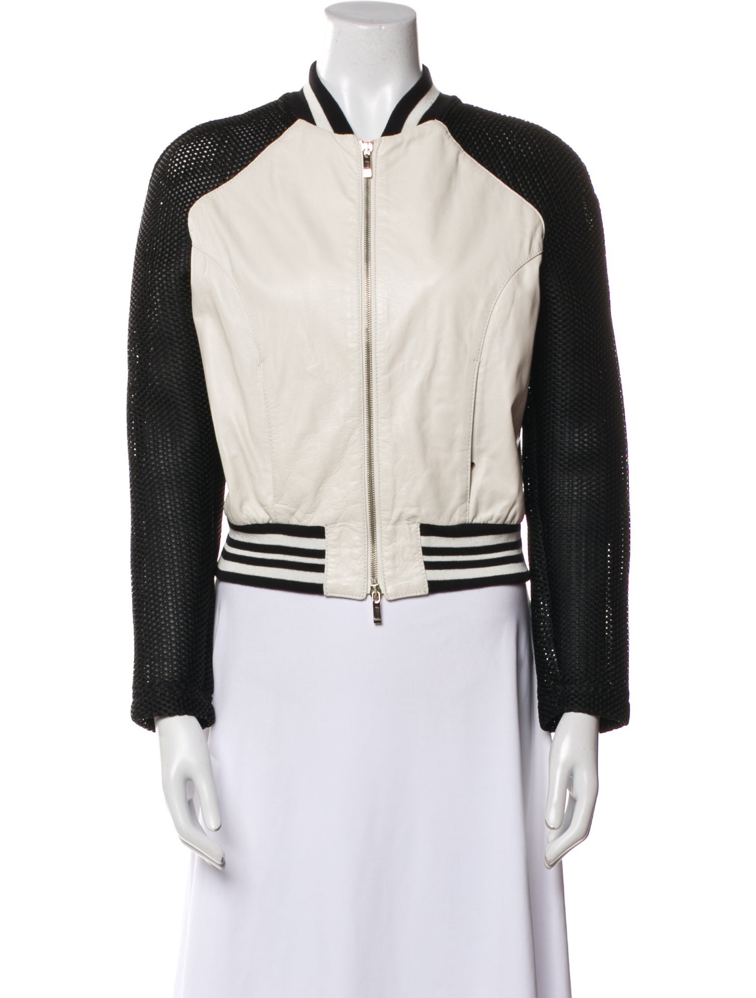 Beatrice B Leather Graphic Print Bomber Jacket