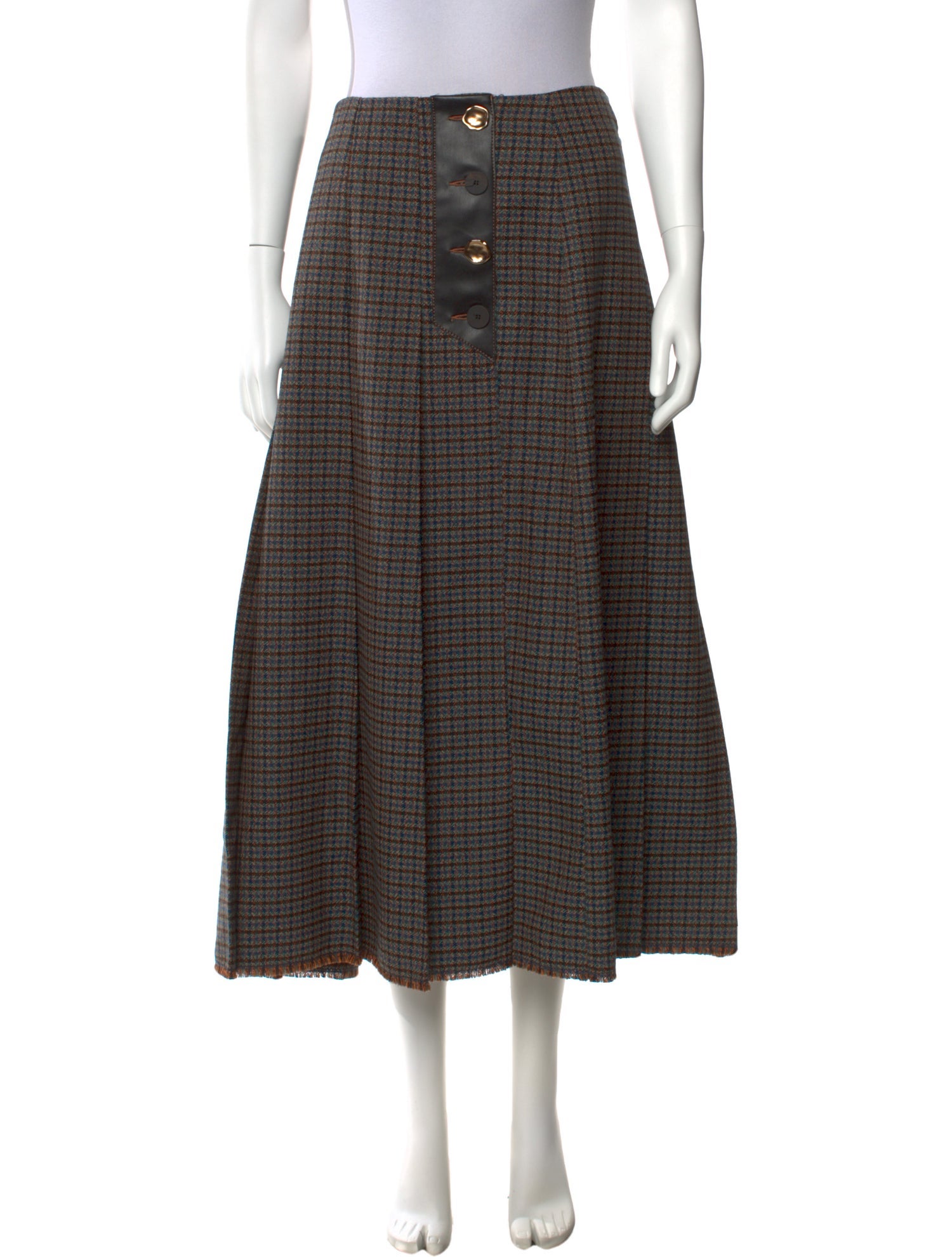 Beatrice B Plaid Print Midi Length Skirt