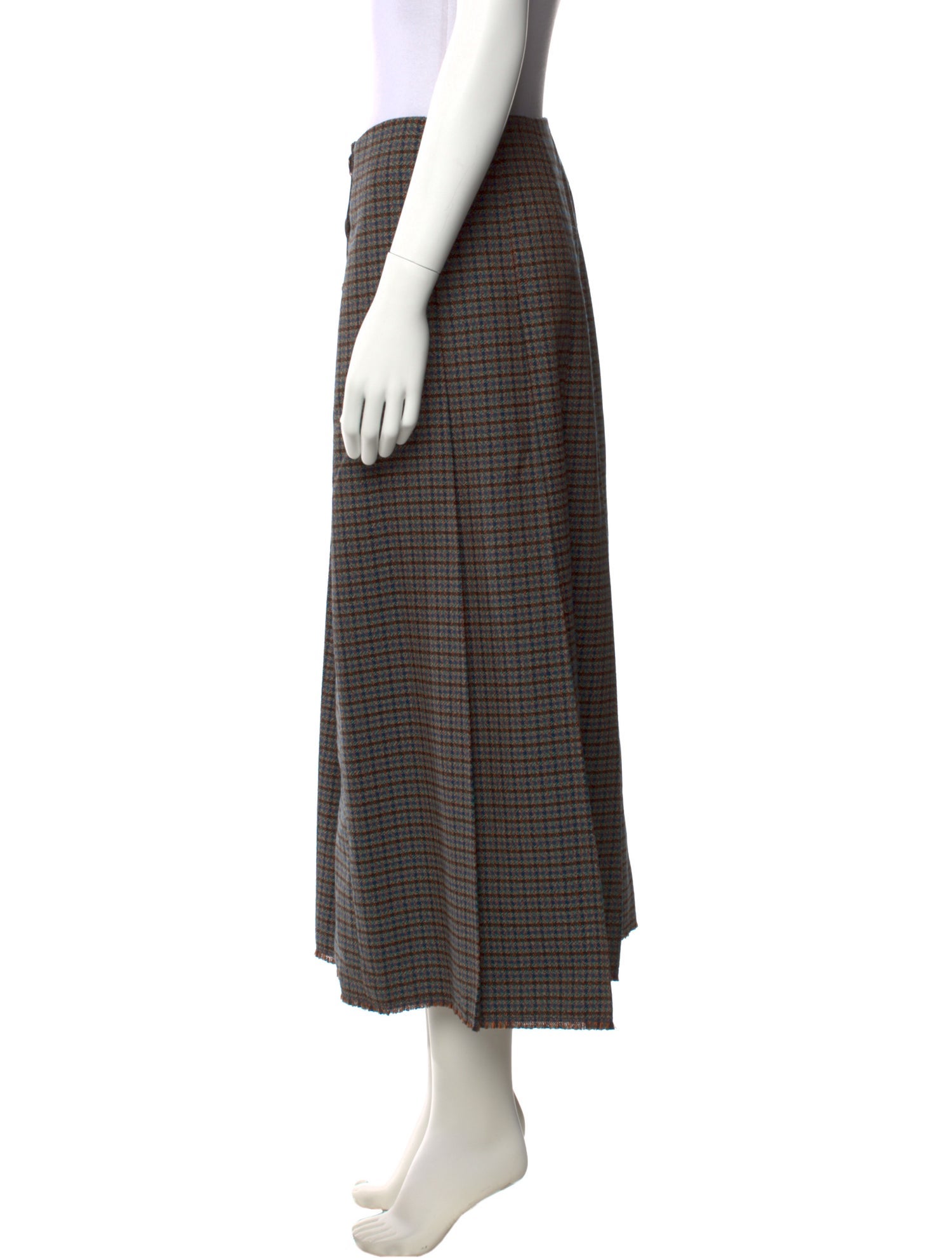 Beatrice B Plaid Print Midi Length Skirt