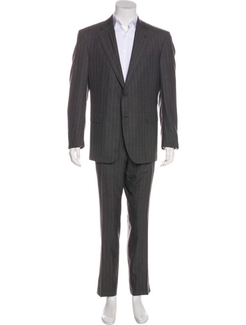 Battistoni Wool Stripe Two-Piece Suit Set grey