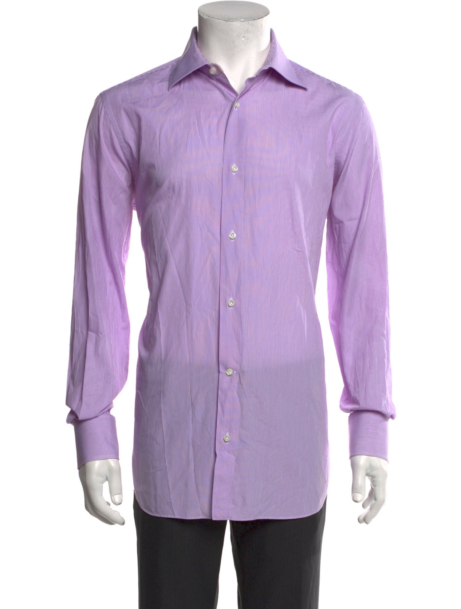 Battistoni Striped Long Sleeve Dress Shirt
