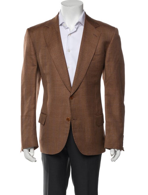 Battistoni Wool Plaid Print Blazer