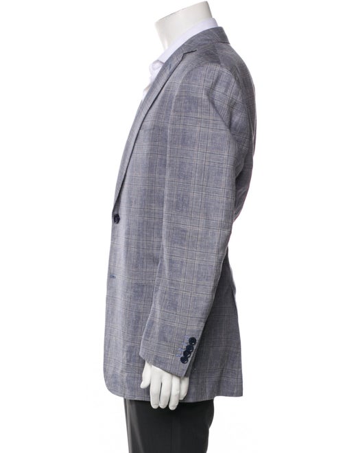 Battistoni Linen Plaid Print Peacoat