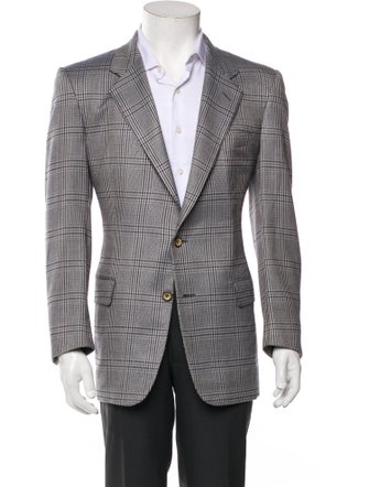 Battistoni Wool Plaid Print Peacoat