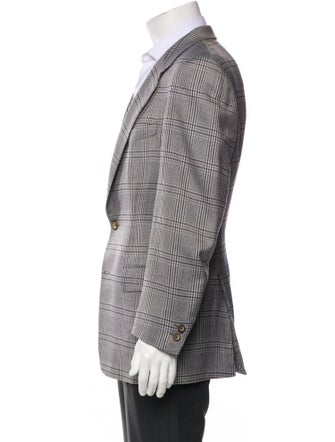 Battistoni Wool Plaid Print Peacoat