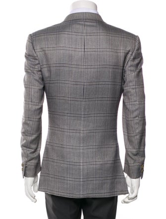 Battistoni Wool Plaid Print Peacoat
