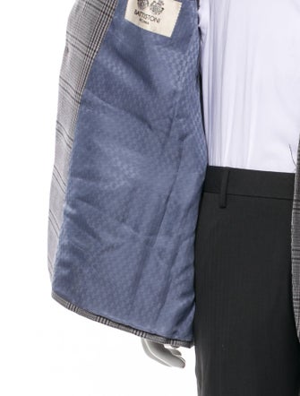 Battistoni Wool Plaid Print Peacoat