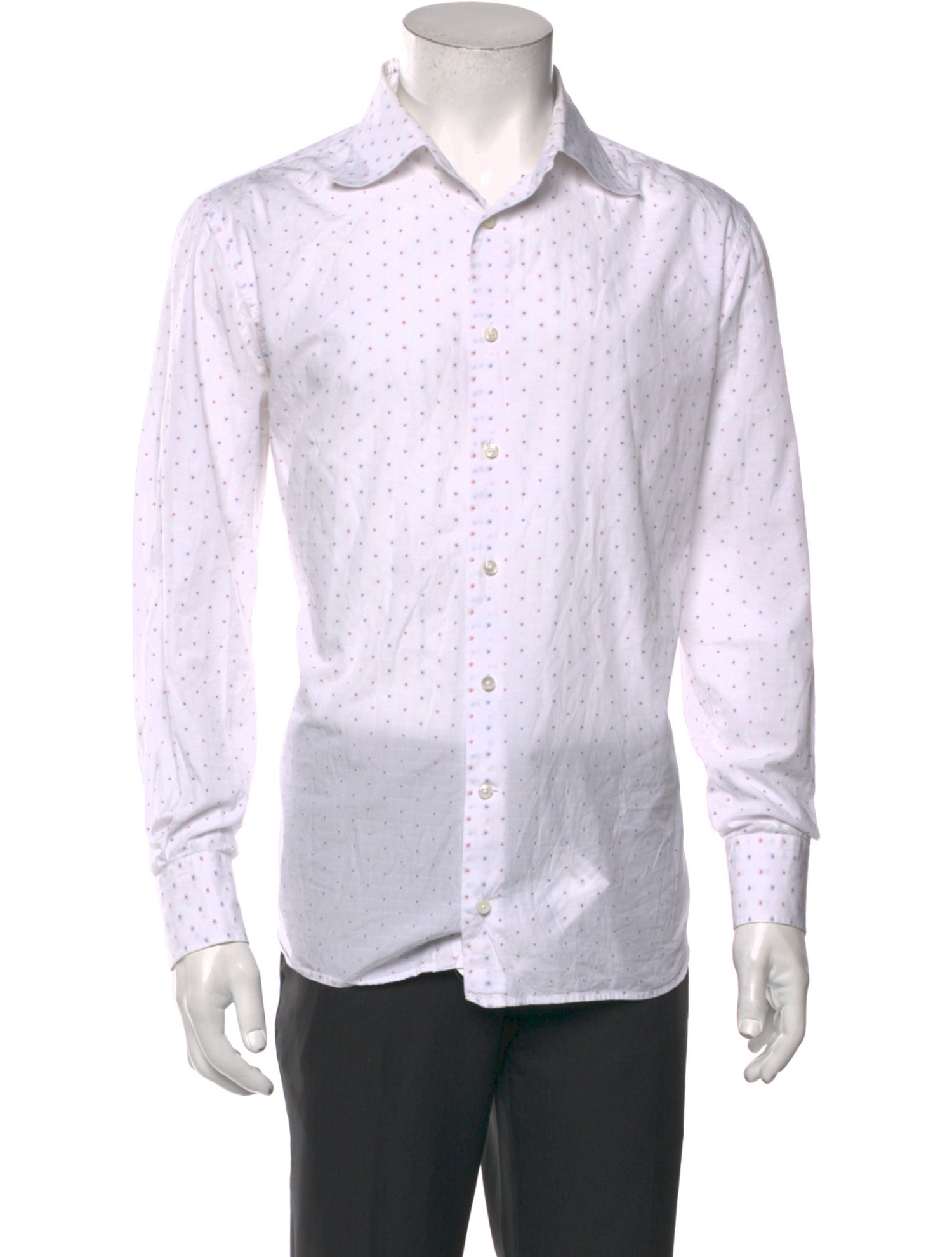 Battistoni Polka Dot Print Long Sleeve Dress Shirt