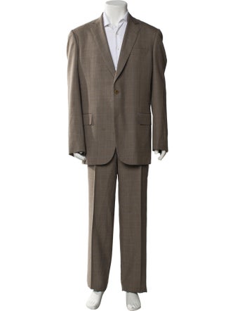 Battistoni Cashmere Plaid Print Two-Piece Suit