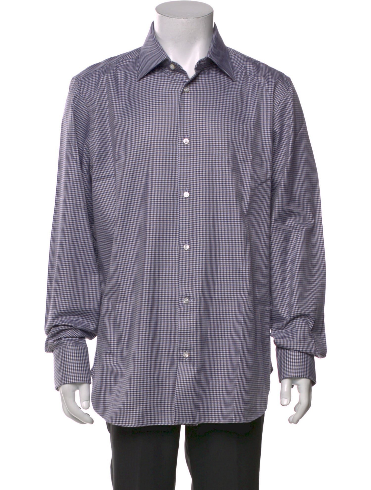 Battistoni Plaid Print Long Sleeve Dress Shirt