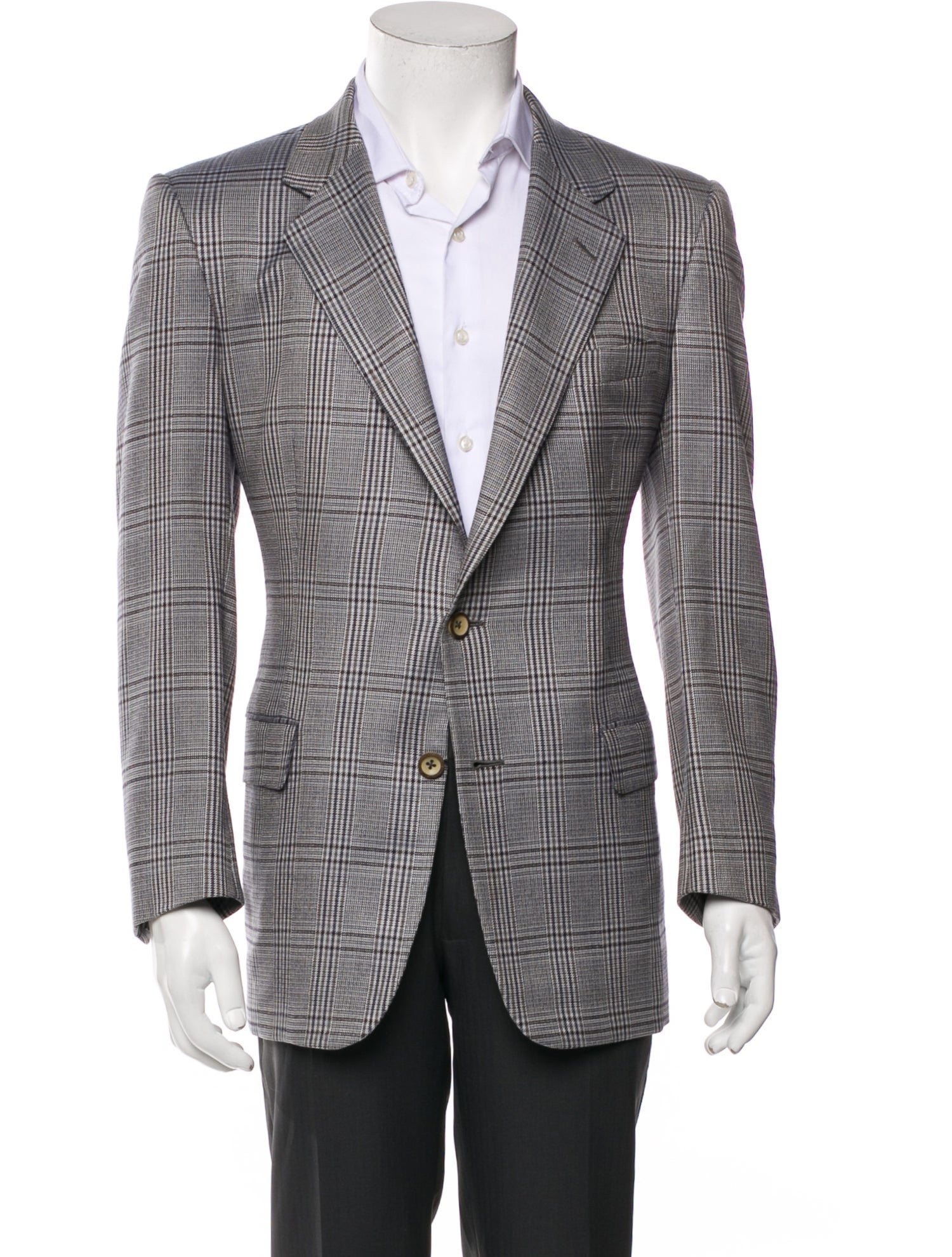 Battistoni Wool Plaid Print Peacoat