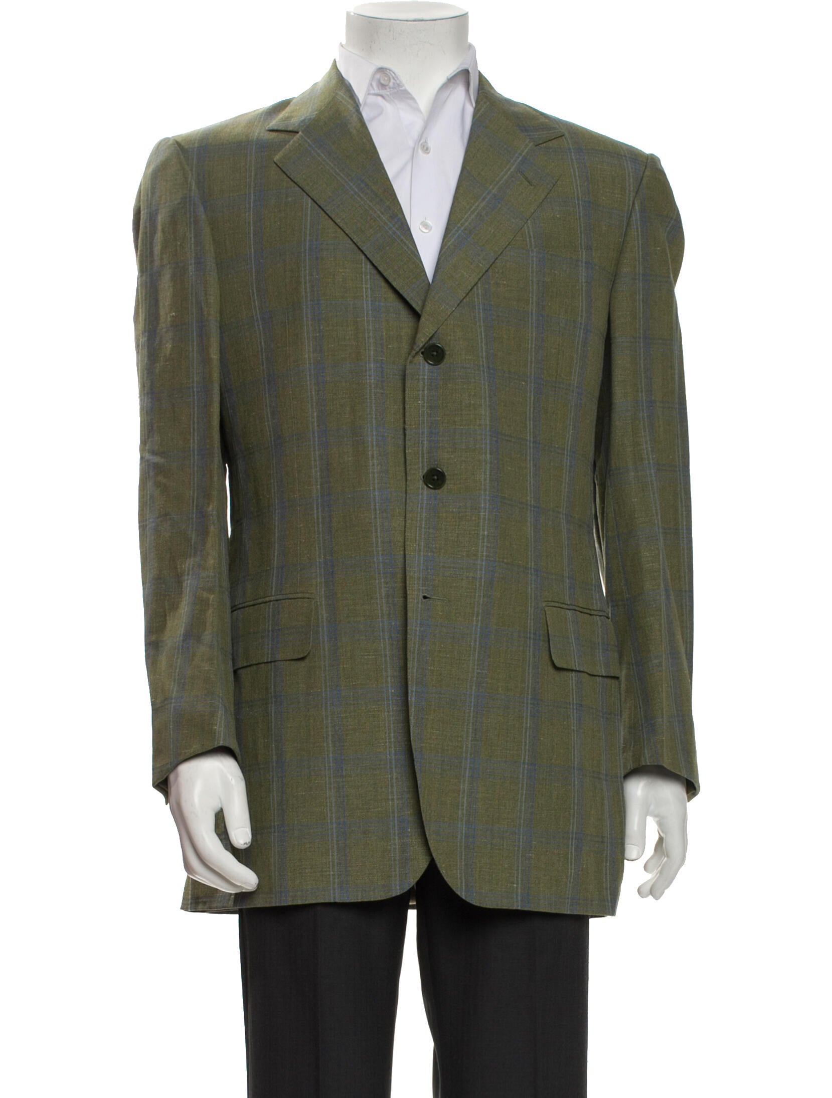 Battistoni Wool Plaid Print Blazer