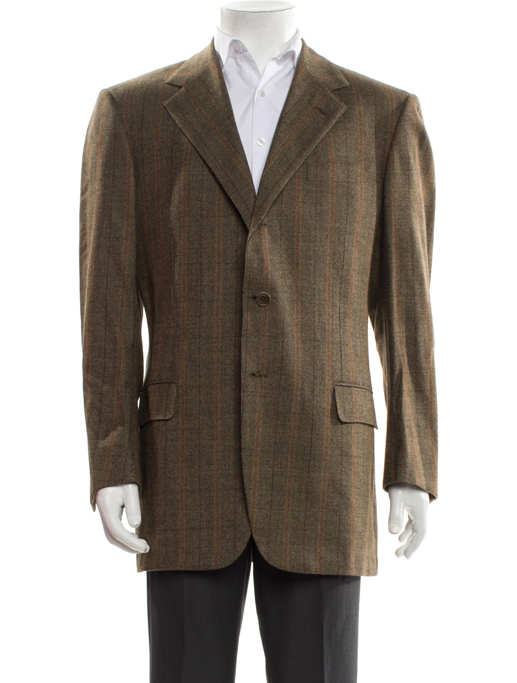 Battistoni Merino Wool Plaid Print Blazer