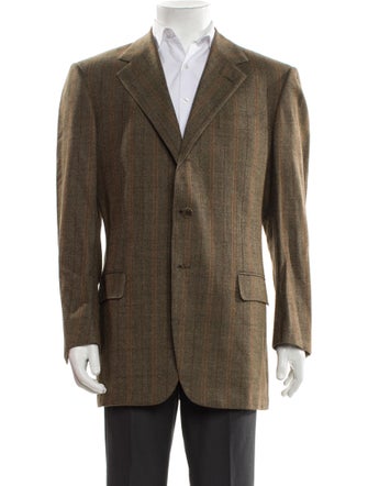 Battistoni Merino Wool Plaid Print Blazer