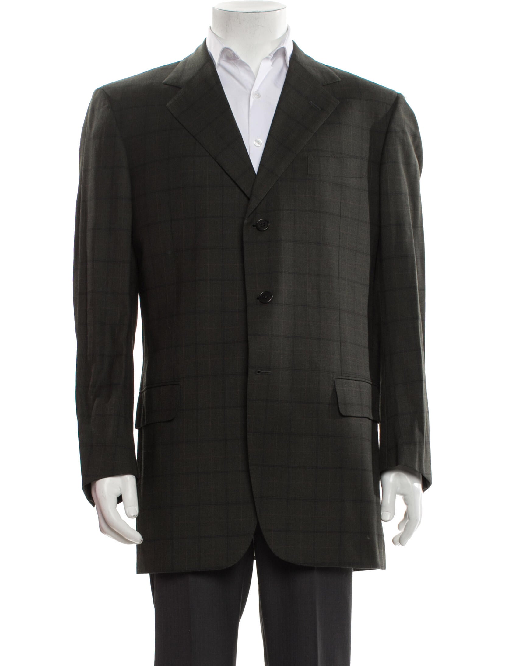 Battistoni Wool Plaid Print Blazer