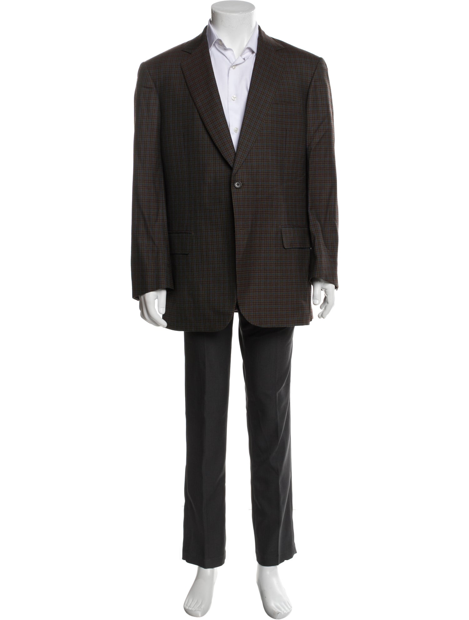 Battistoni Wool Plaid Print Blazer