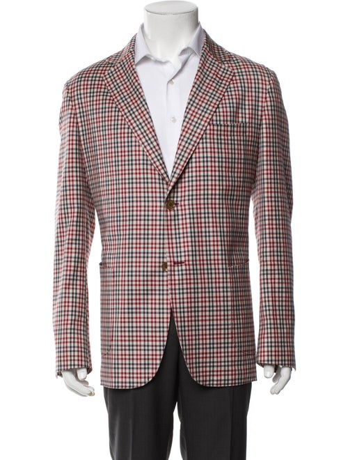 Battistoni Wool Plaid Print Blazer