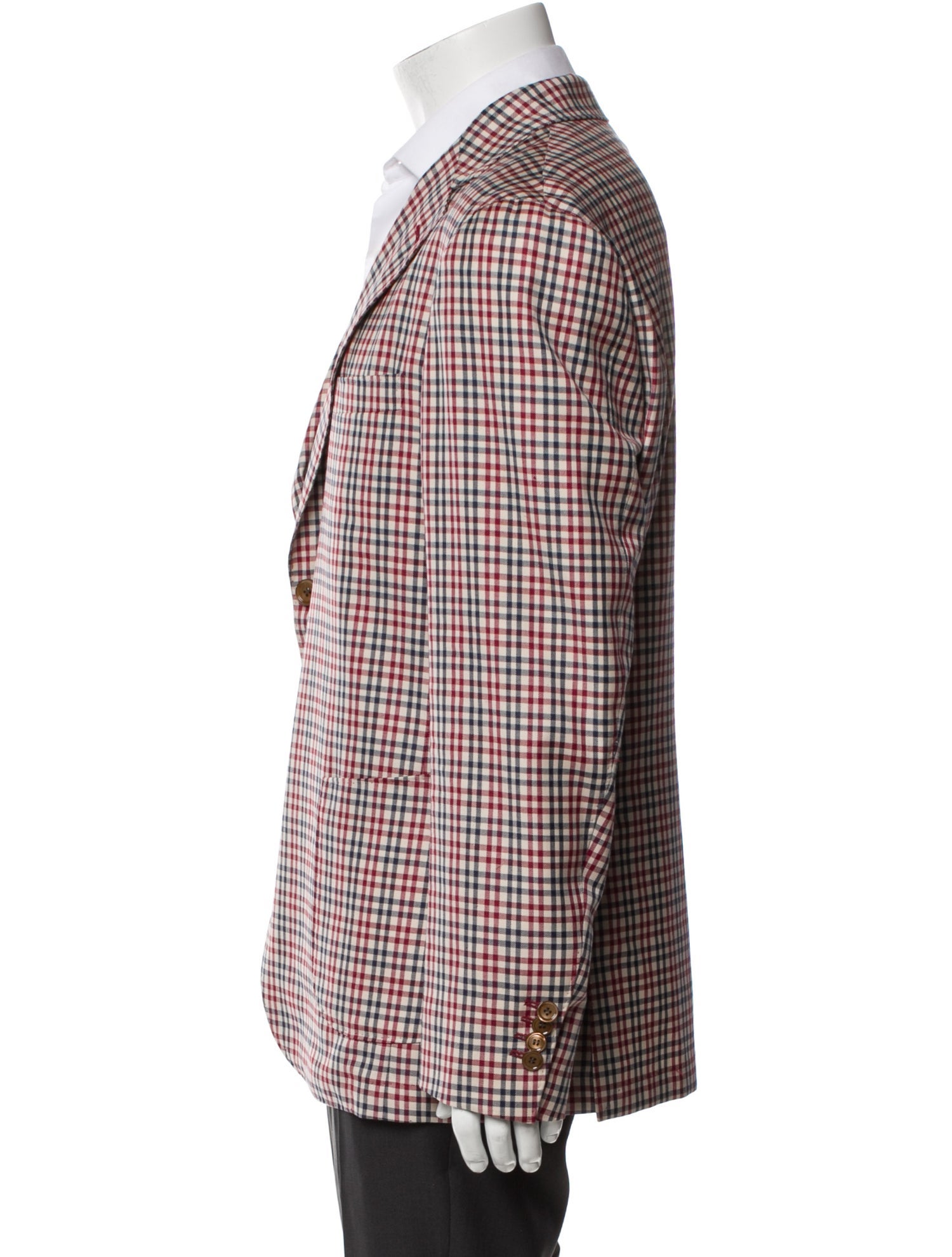 Battistoni Wool Plaid Print Blazer