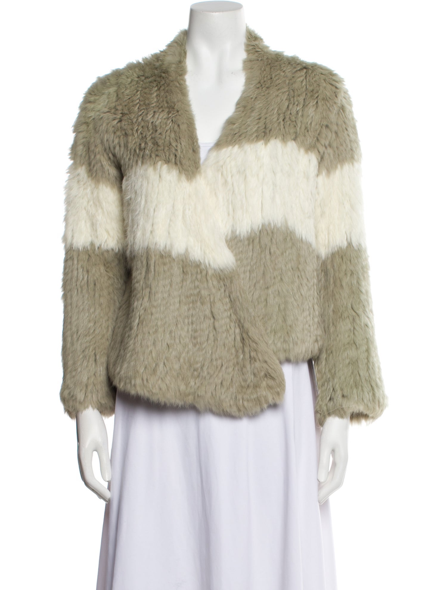 bübish Colorblock Pattern Fur Jacket