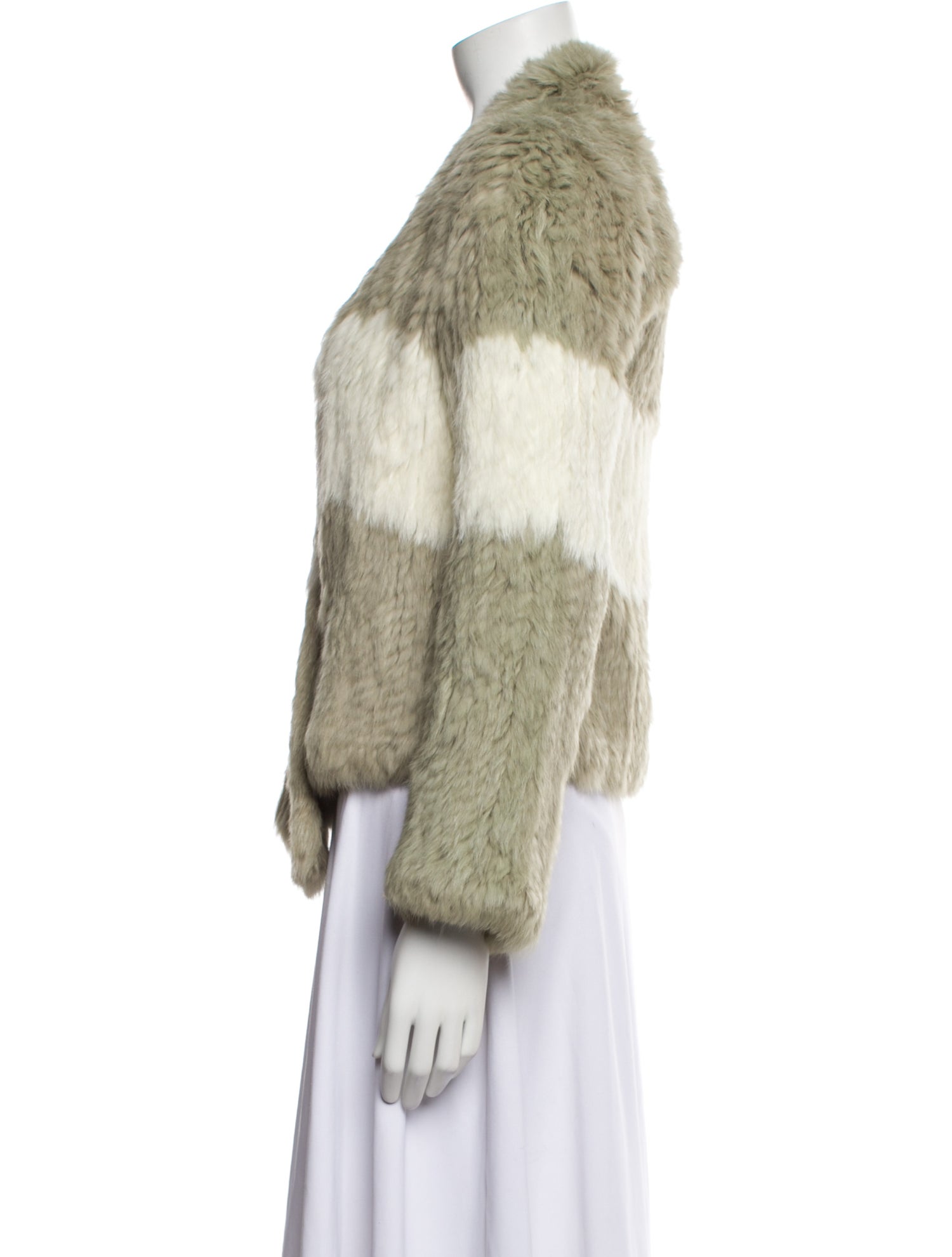 bübish Colorblock Pattern Fur Jacket