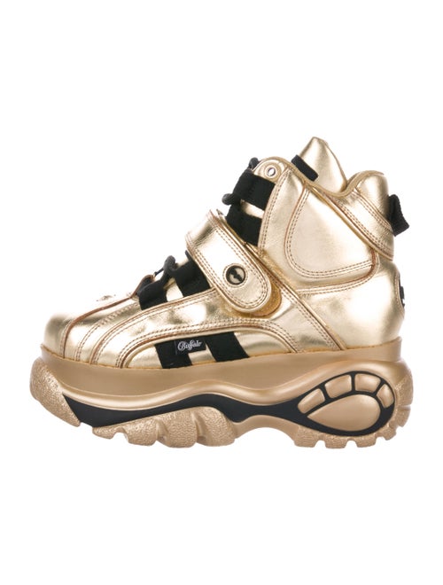Buffalo London Leather High-Top Sneakers Metallic