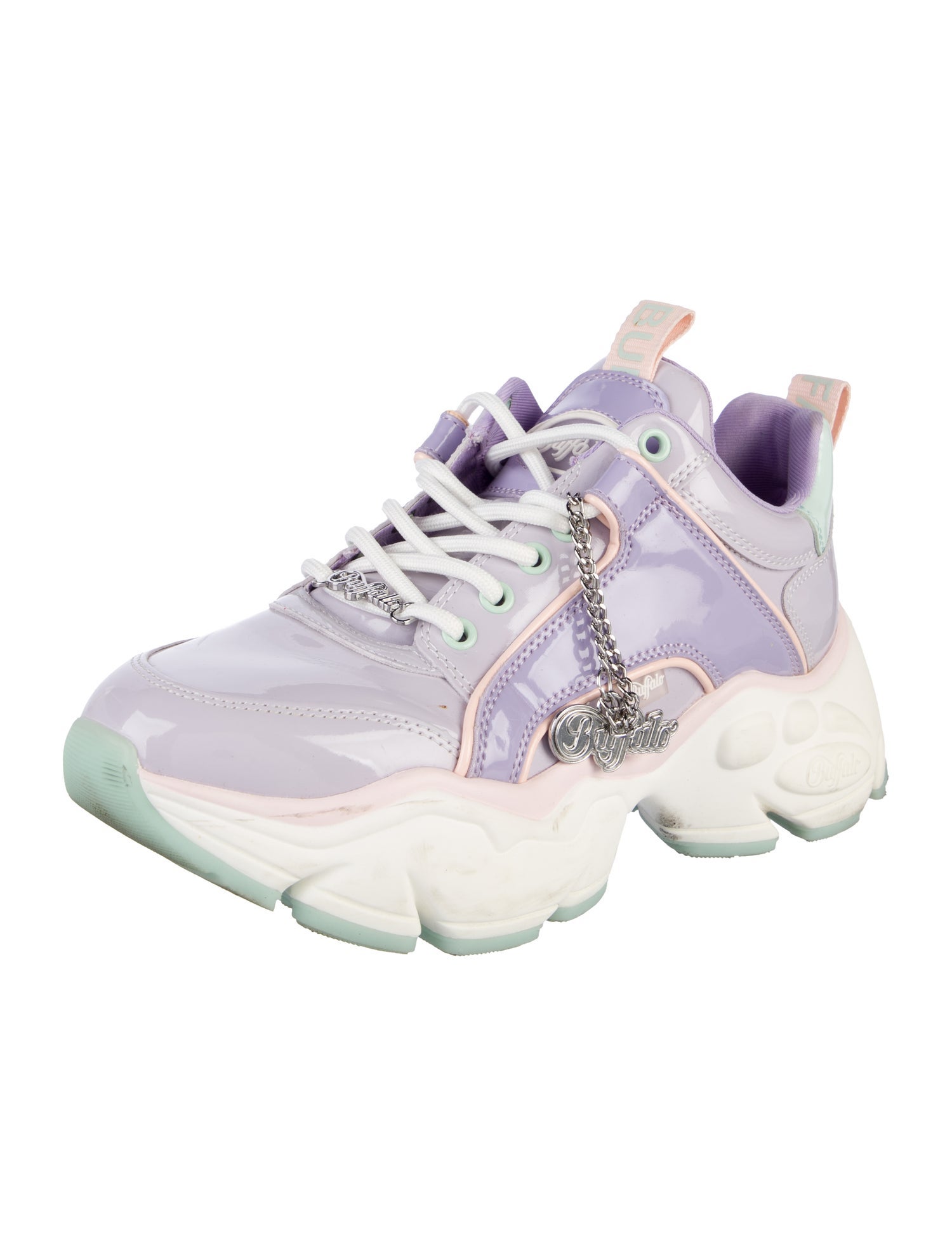 Buffalo London Patent Leather Chain-Link Accents Chunky Sneakers