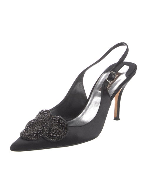 Badgley Mischka x Sama Satin Studded Accents Slingback Pumps