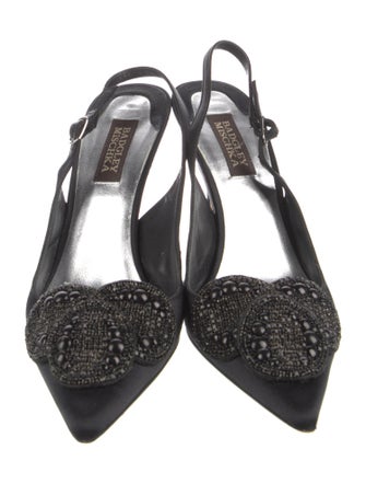Badgley Mischka x Sama Satin Studded Accents Slingback Pumps