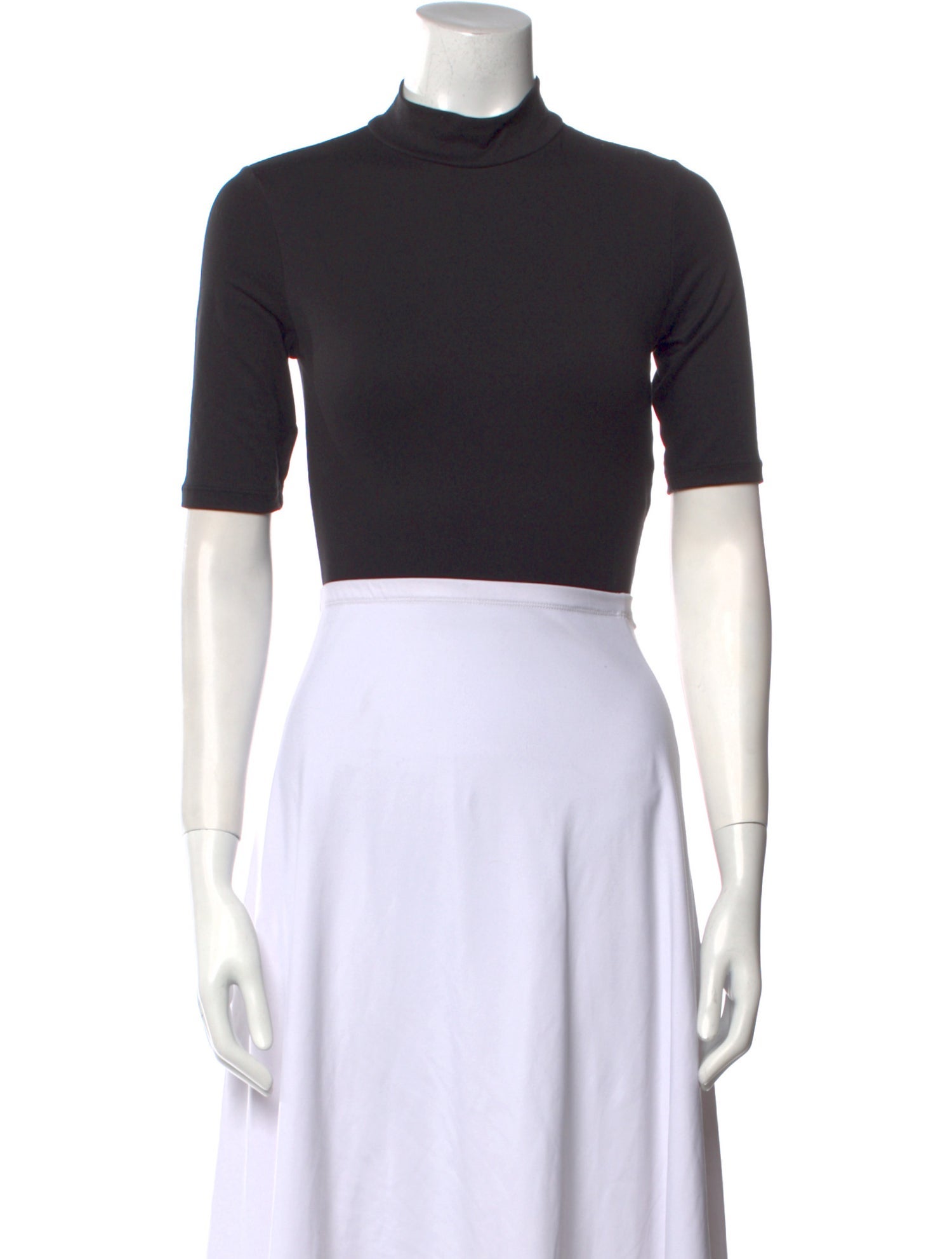 Bumpsuit Mock Neck Short Sleeve Crop Top