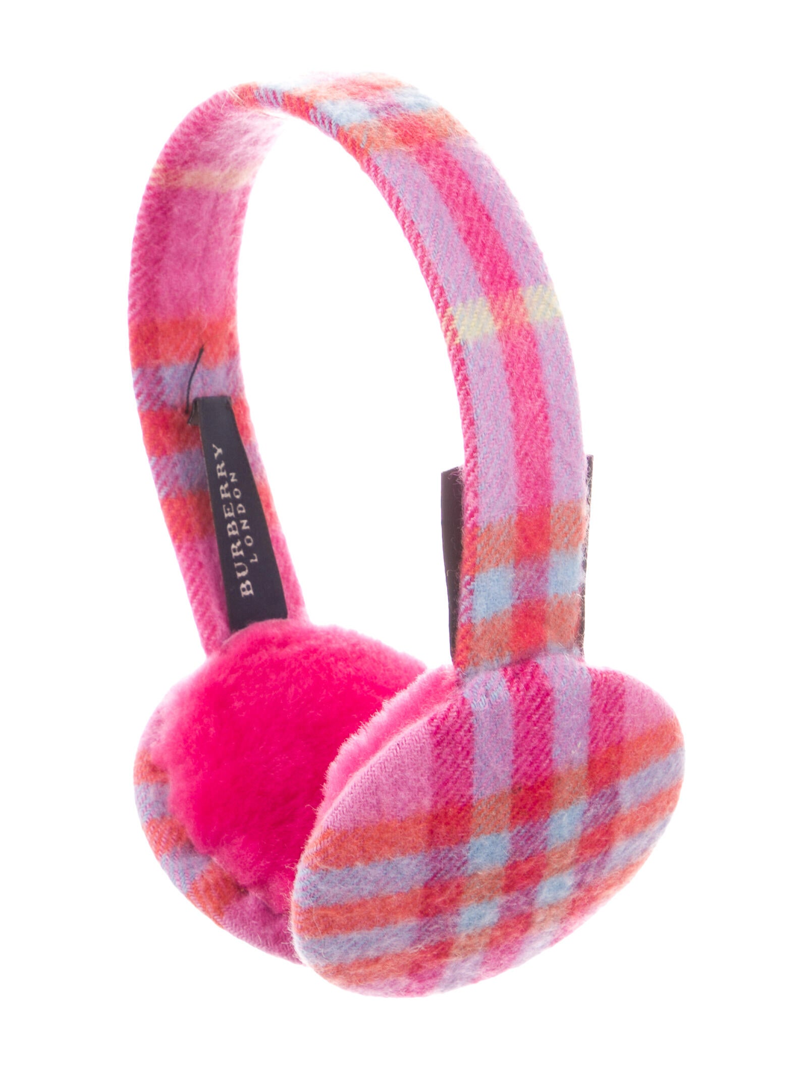 Burberry Cashmere Earmuffs - Pink, Beige and ivory Burberry Pink Plaid Earmuffs | Depop main image 4