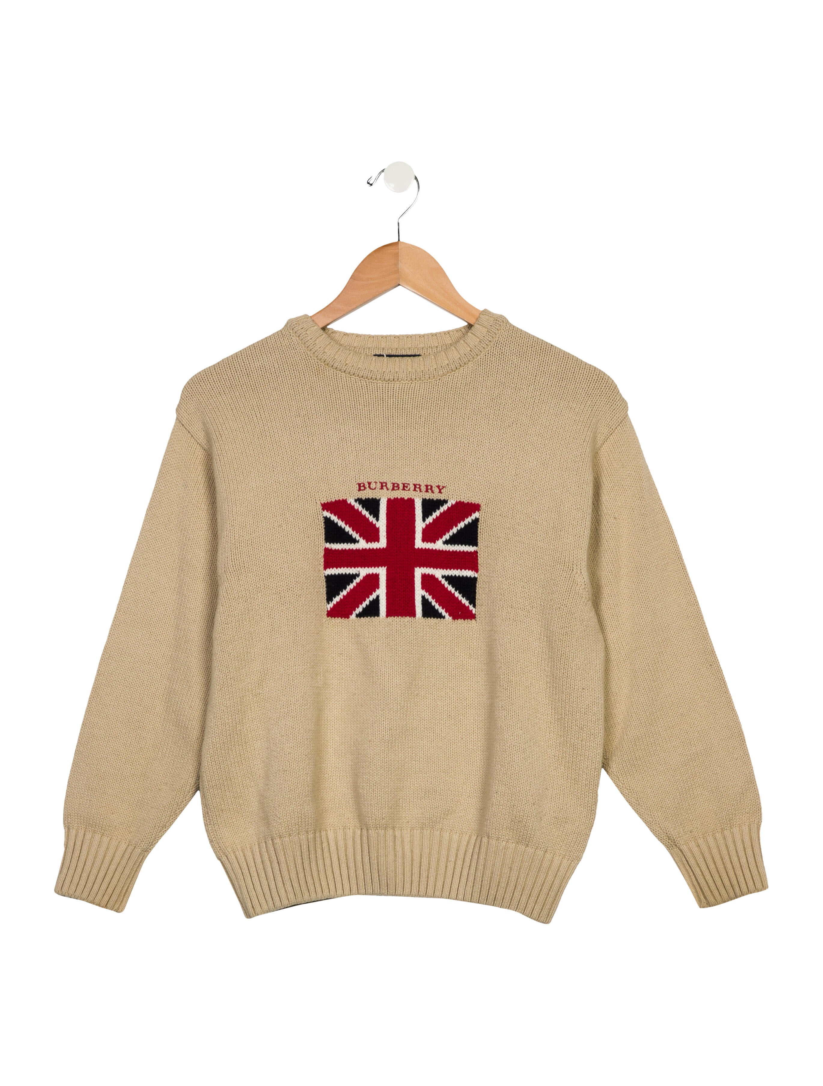 Burberry London Kid's Intarsia Flag Sweater - Neutrals Sizes 7-16