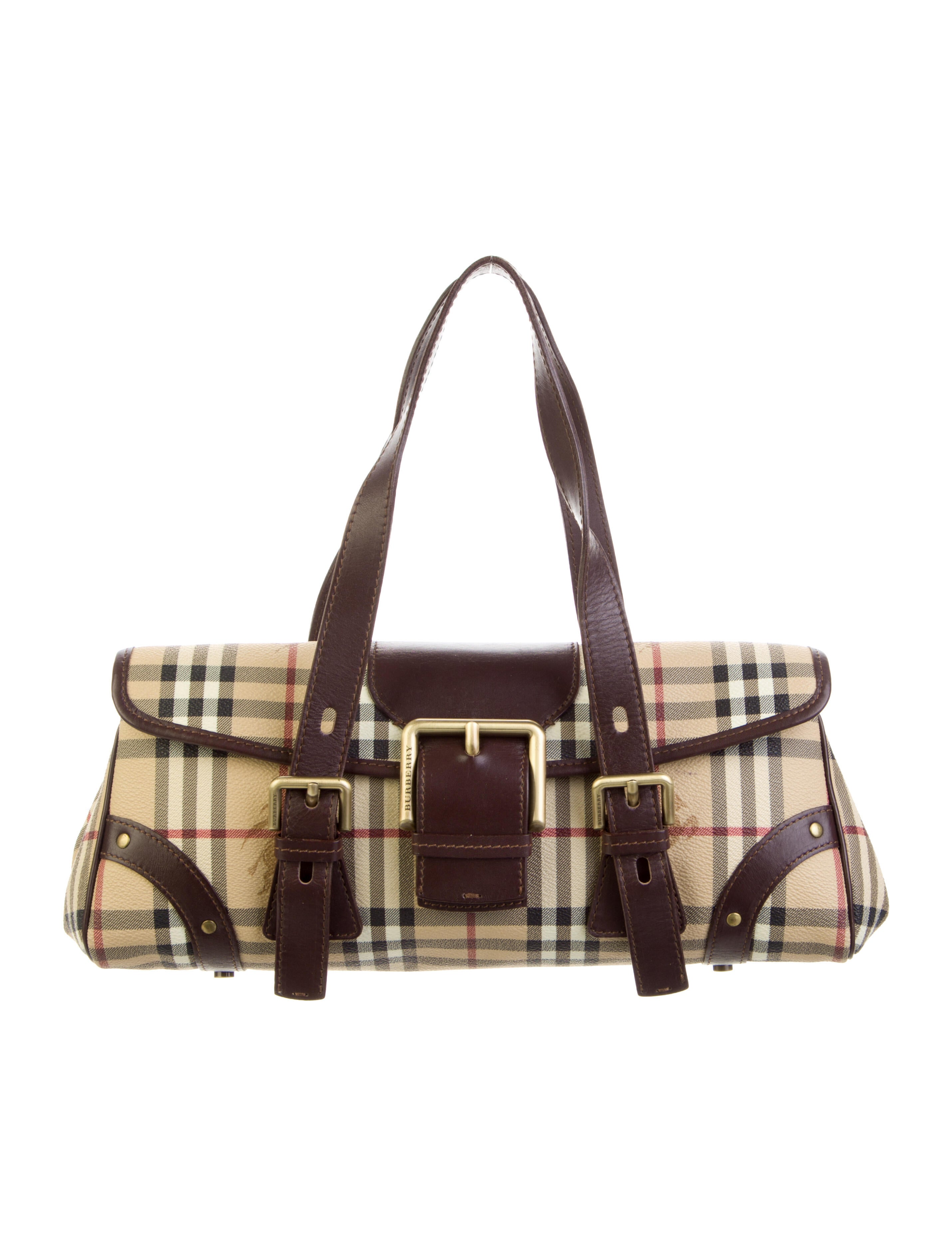 Burberry London Coated Canvas Haymarket Check Shoulder Bag Neutrals Shoulder Bags, Handbags