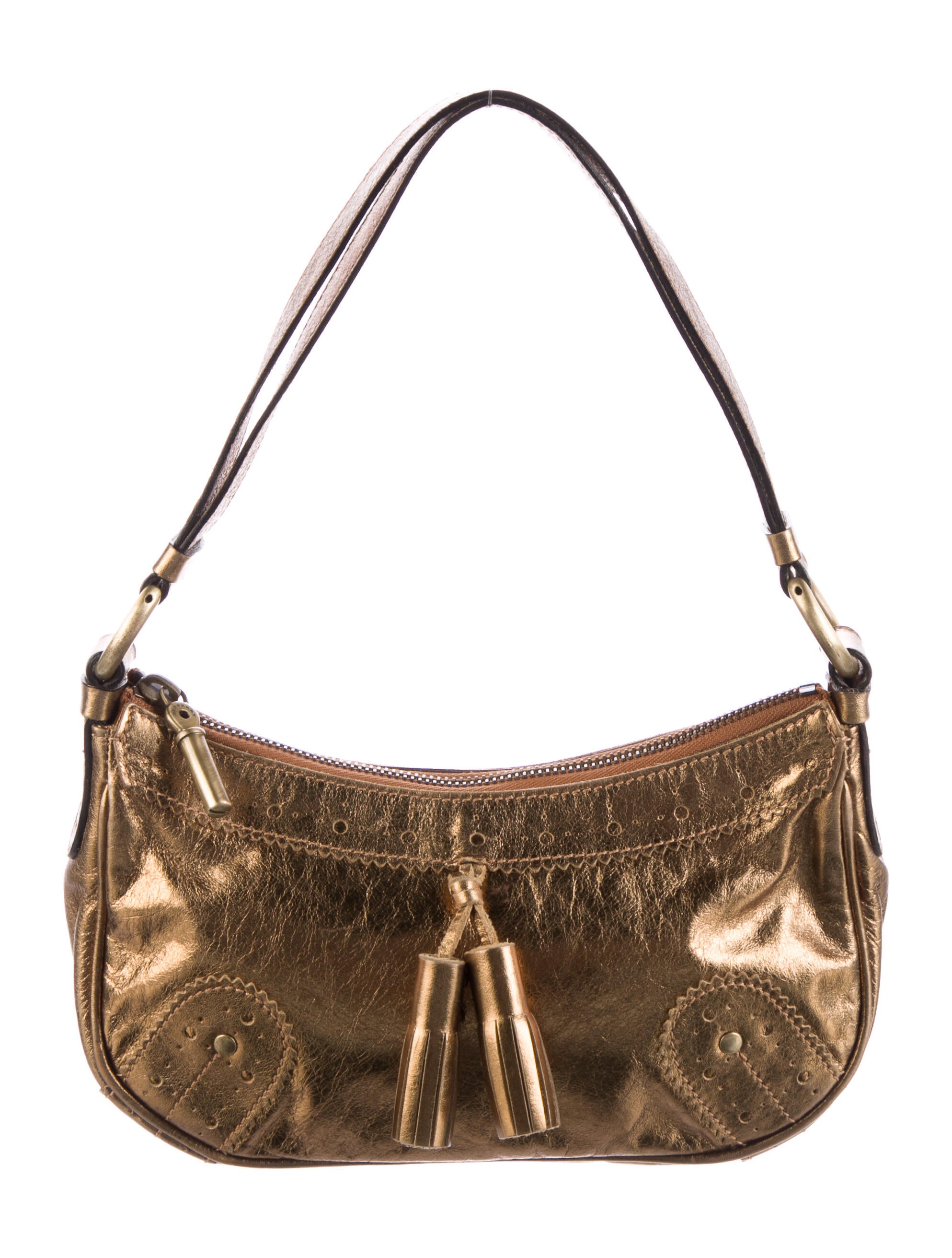 Burberry London Leather Metallic Shoulder Bag Gold Shoulder Bags, Handbags WBURL138899 The