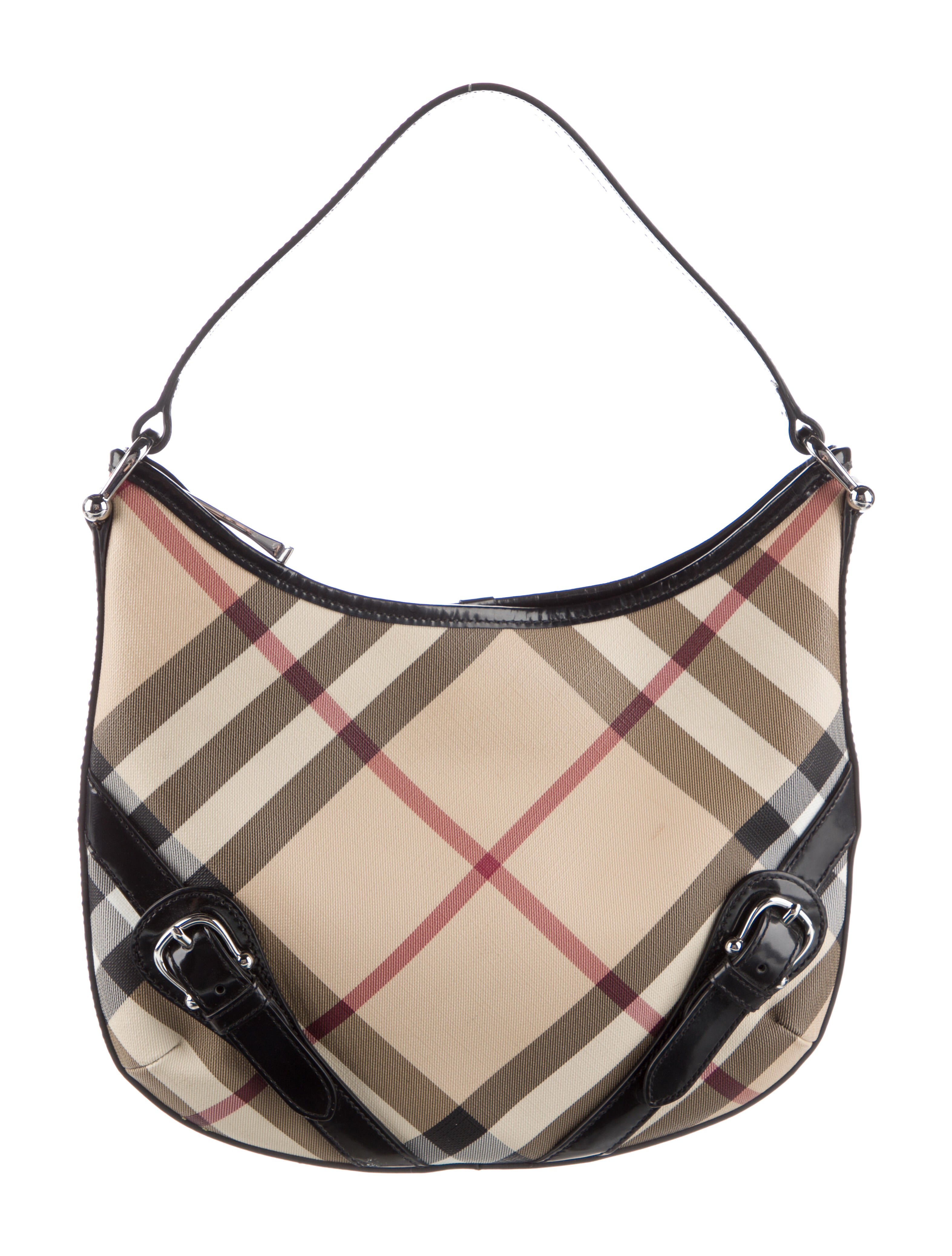 Burberry London House Check PVC Shoulder Bag Red Shoulder Bags