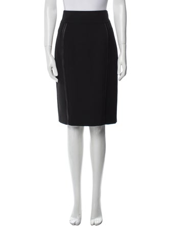 Burberry London Leather Trim Embellishment Knee-Length Skirt