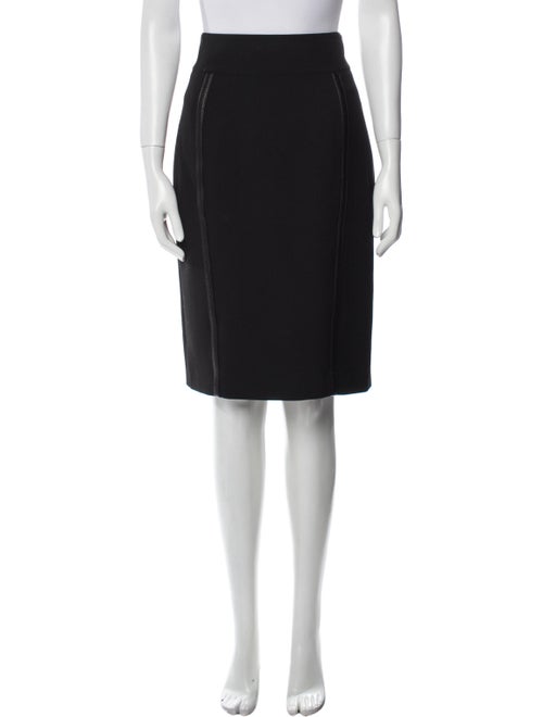 Burberry London Leather Trim Embellishment Knee-Length Skirt
