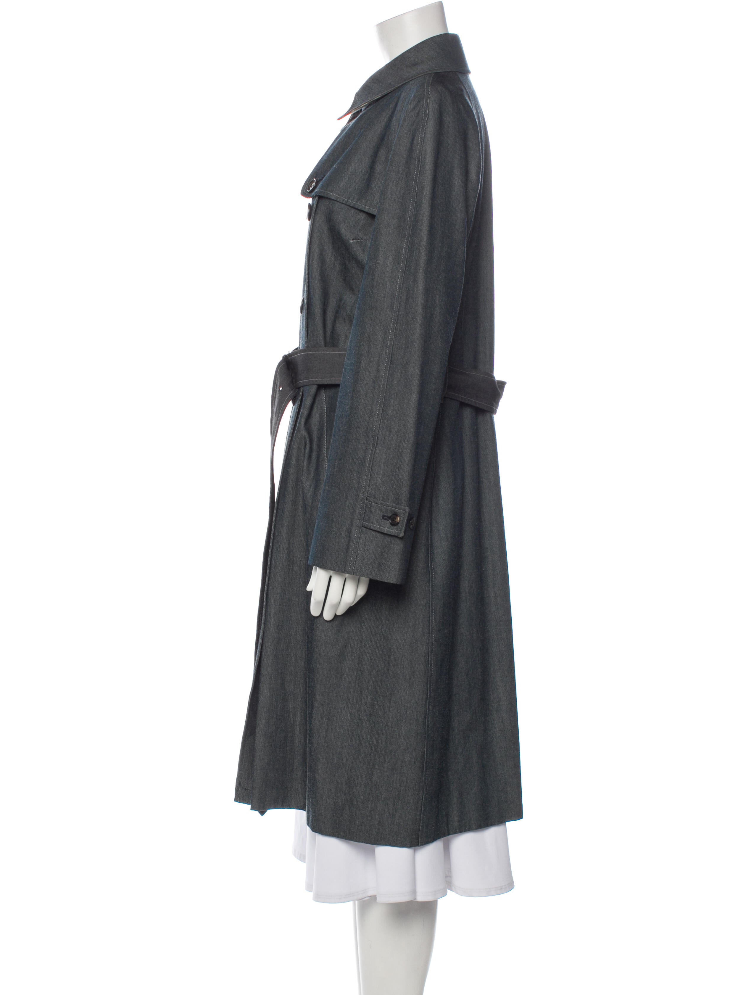 Burberry London Silk Trench Coat Blue Coats, Clothing WBURL147096 The RealReal