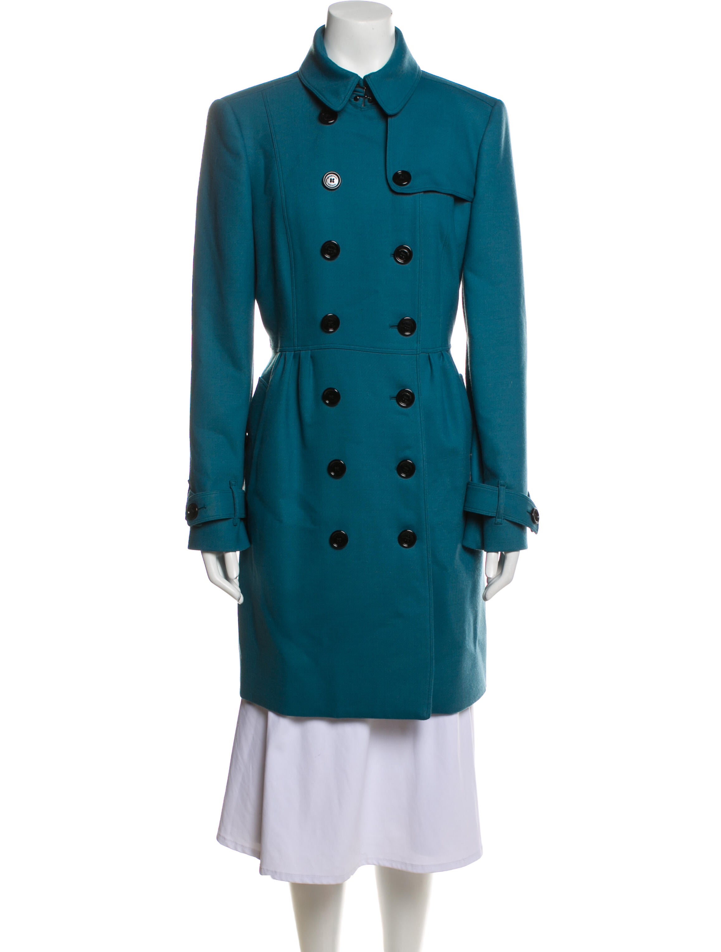 burberry teal cashmere sandringham trench coat