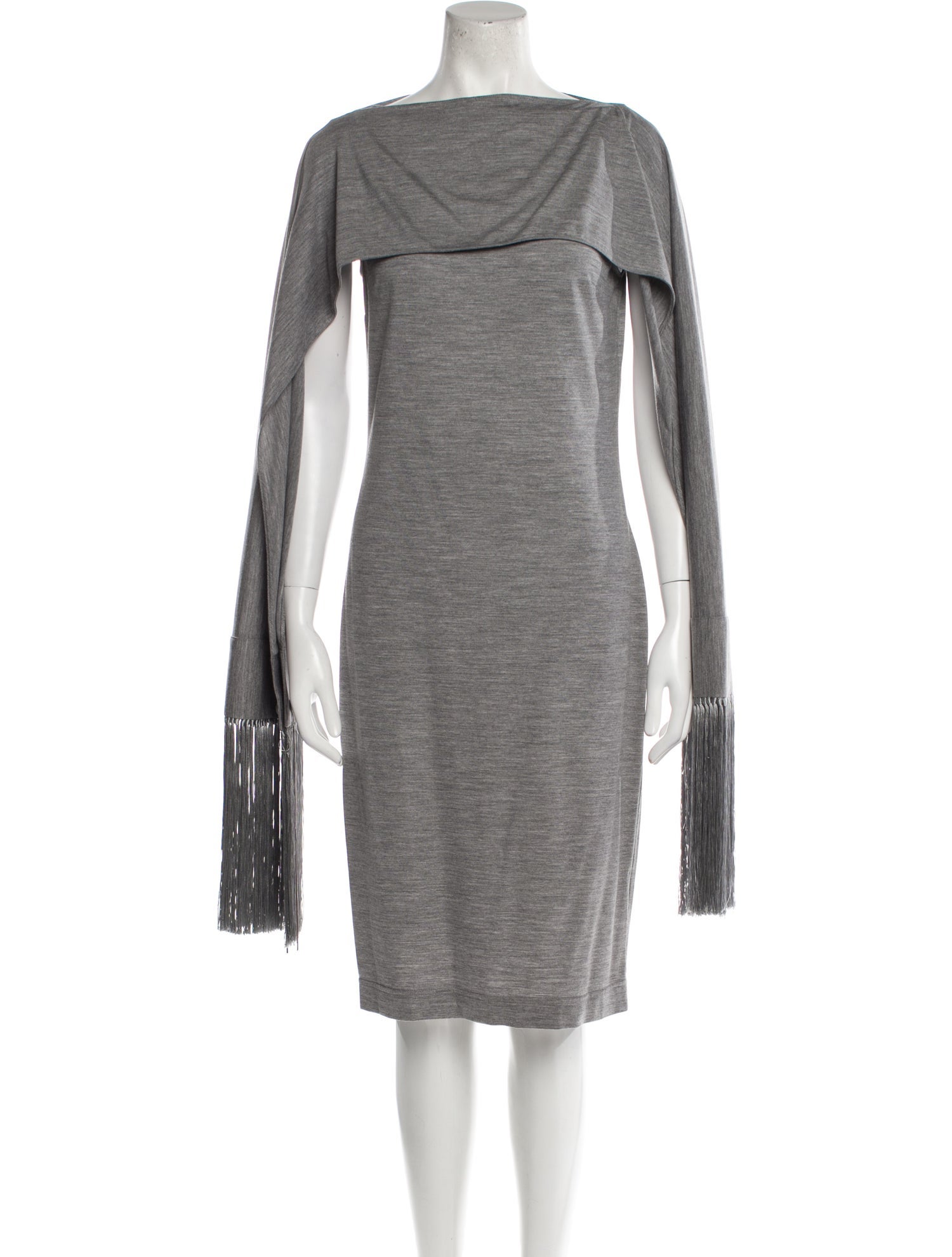 Burberry Merino Wool Knee-Length Dress - Grey Dresses, Clothing