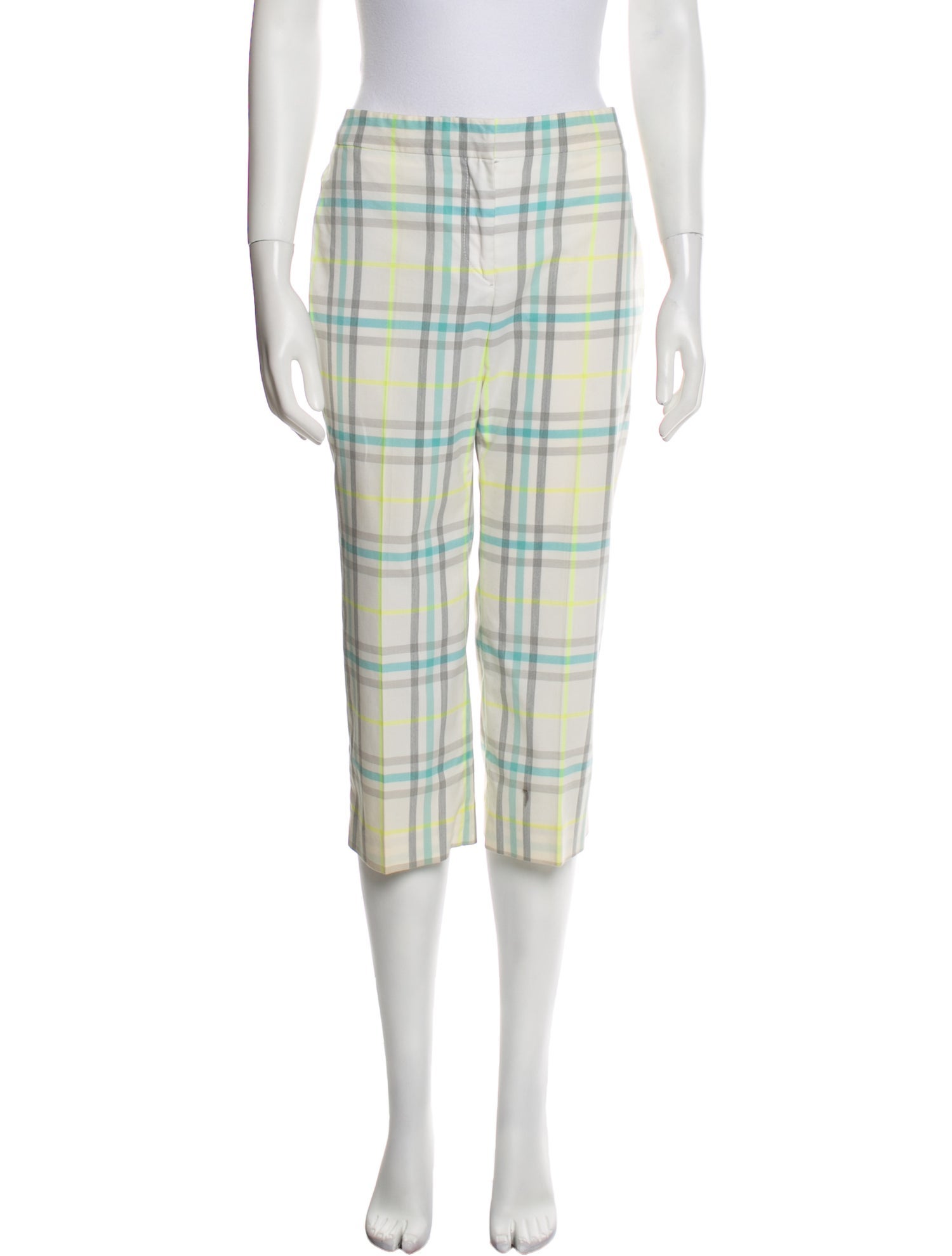 Burberry London Plaid Print Wide Leg Pants