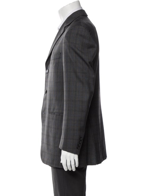Burberry London Wool Plaid Print Blazer