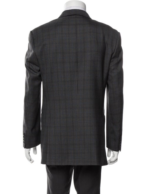 Burberry London Wool Plaid Print Blazer