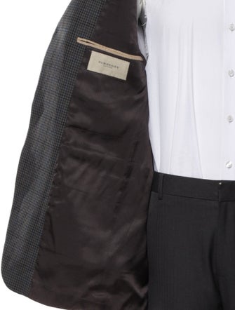 Burberry London Wool Plaid Print Blazer