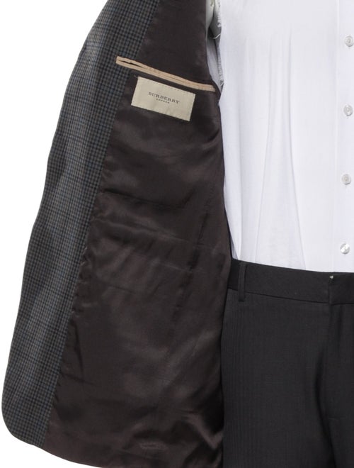 Burberry London Wool Plaid Print Blazer