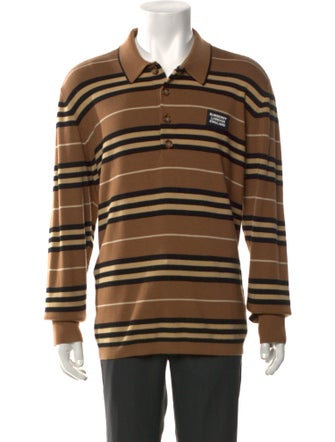 Burberry Merino Wool Striped Polo Sweater