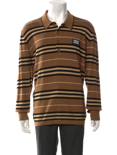 Burberry Merino Wool Striped Polo Sweater